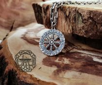Handmade Sterling Silver Helm of Awe Pendant. Viking Aegishjalmur Necklace.