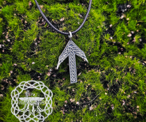 Handmade Sterling Silver Tiwaz Rune Pendant. Viking Raven Norse Necklace.
