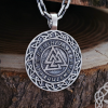 Handmade Sterling Silver Viking Valknut Pendant. Norse Runic Necklace.