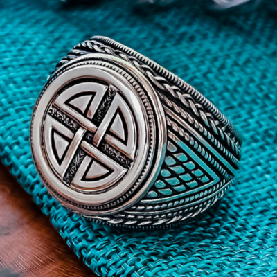 Sterling Silver Shield Ring. Artisan Handmade Viking Design.