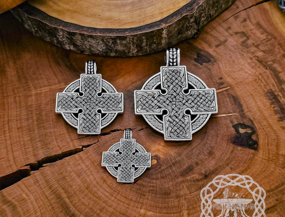 Sterling Silver Celtic Cross Pendant. Handmade Reversible Necklace.