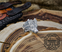 Sterling Silver Viking Wolf Ring. Artisan Norse Jewelry.