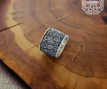 Mammen Style Sterling Silver Viking Ring. Cammin Casket Design.