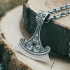Handcrafted Viking Axe Pendant. Sterling Silver Triskele Norse Jewelry.