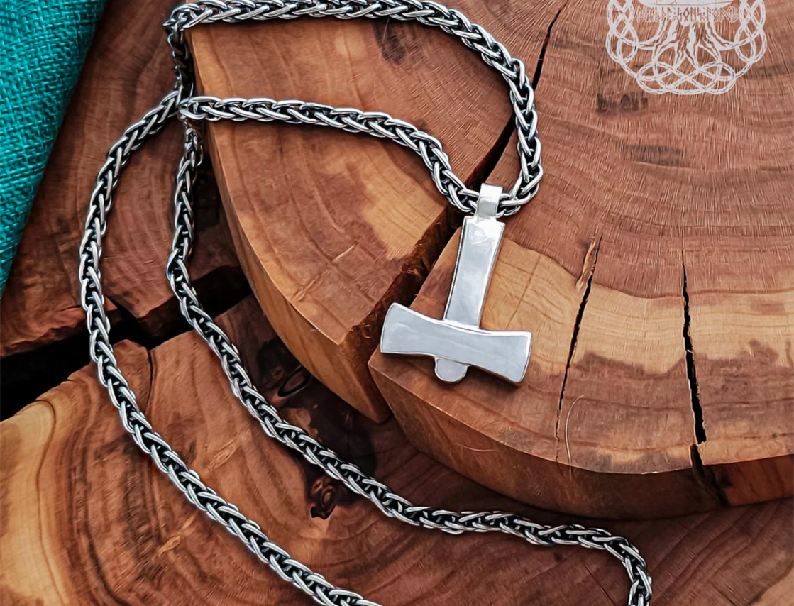 Handmade Sterling Silver Viking Chain Norse Necklace
