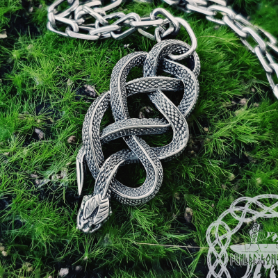 Handmade Sterling Silver Viper School Medallion. Witcher Snake Pendant.