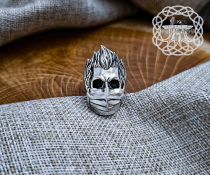 Handcrafted Sterling Silver Skull Ring. Rockabilly Biker Jewelry.