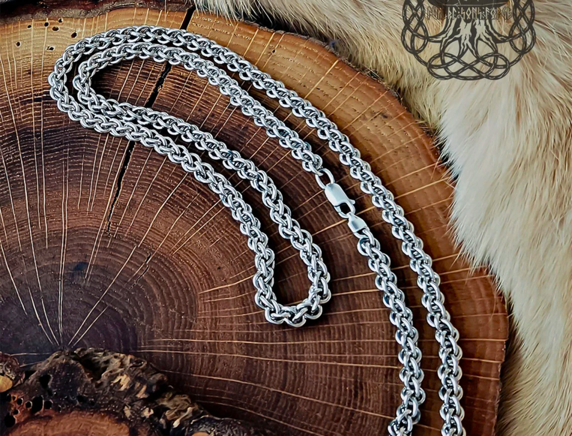 Handmade Sterling Silver Viking Chain. Authentic Norse Necklace.