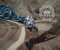 Sterling Silver Floral Skull Ring. Edgy Handmade Biker Jewelry.