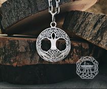 Handmade Sterling Silver Yggdrasil Pendant. Norse Viking Tree of Life Necklace.