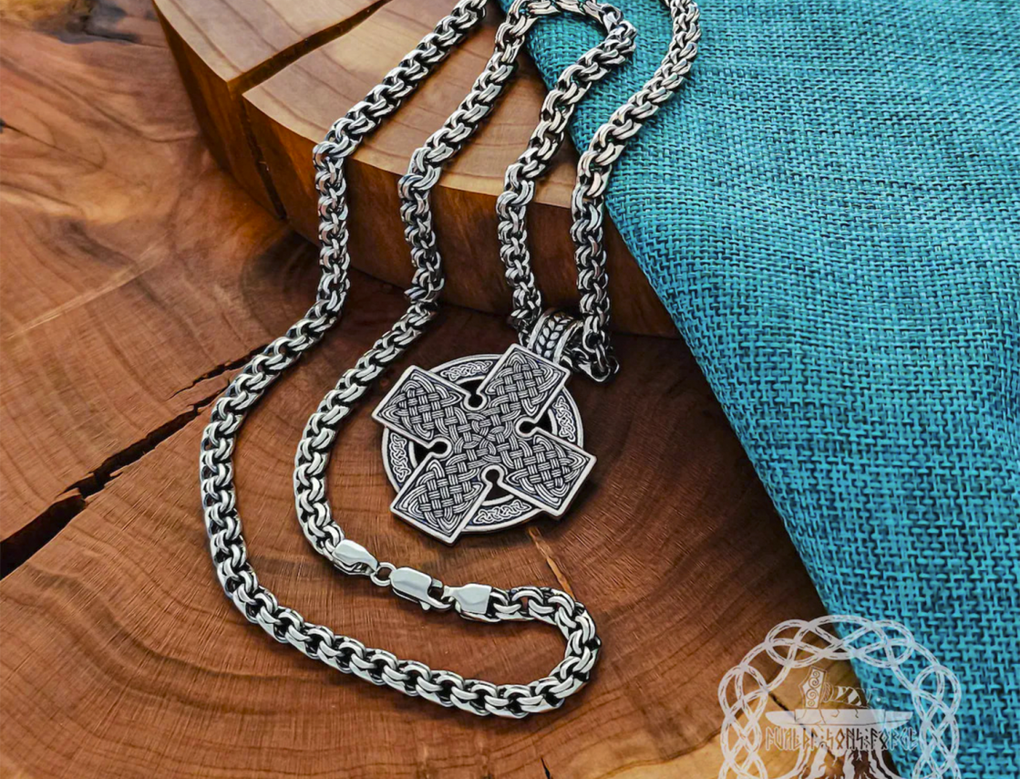 Sterling Silver Celtic Cross Pendant. Handmade Reversible Necklace.