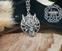 Handmade Sterling Silver Fenrir Pendant. Viking Wolf Necklace.