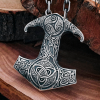 Sterling Silver Viking Thor Hammer Necklace. Mjolnir Pendant with Triquetra.