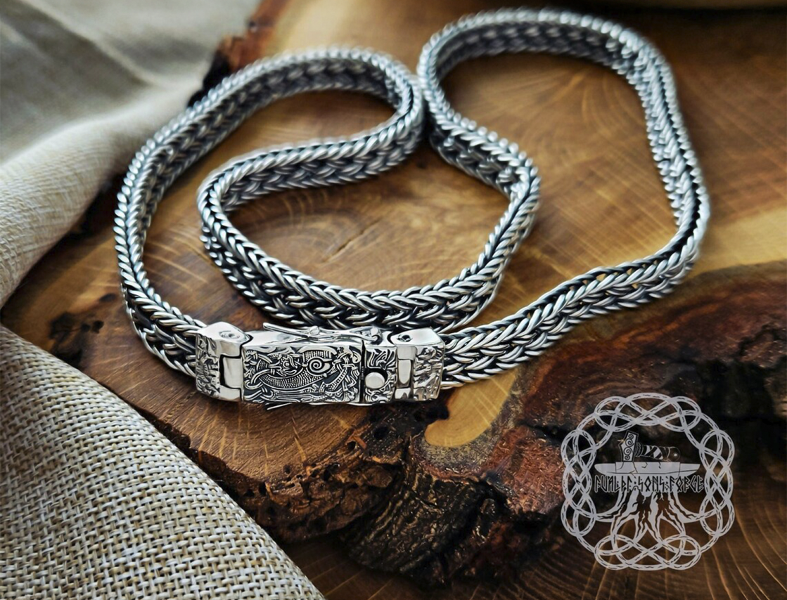 Sterling Silver Viking Chain Necklace. Authentic Mammen Design.