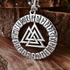 Handmade Sterling Silver Valknut Pendant. Norse Runic Necklace.