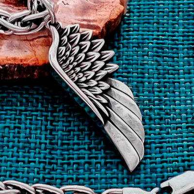 Handmade Sterling Silver Wing Necklace. Eagle Feather Pendant.