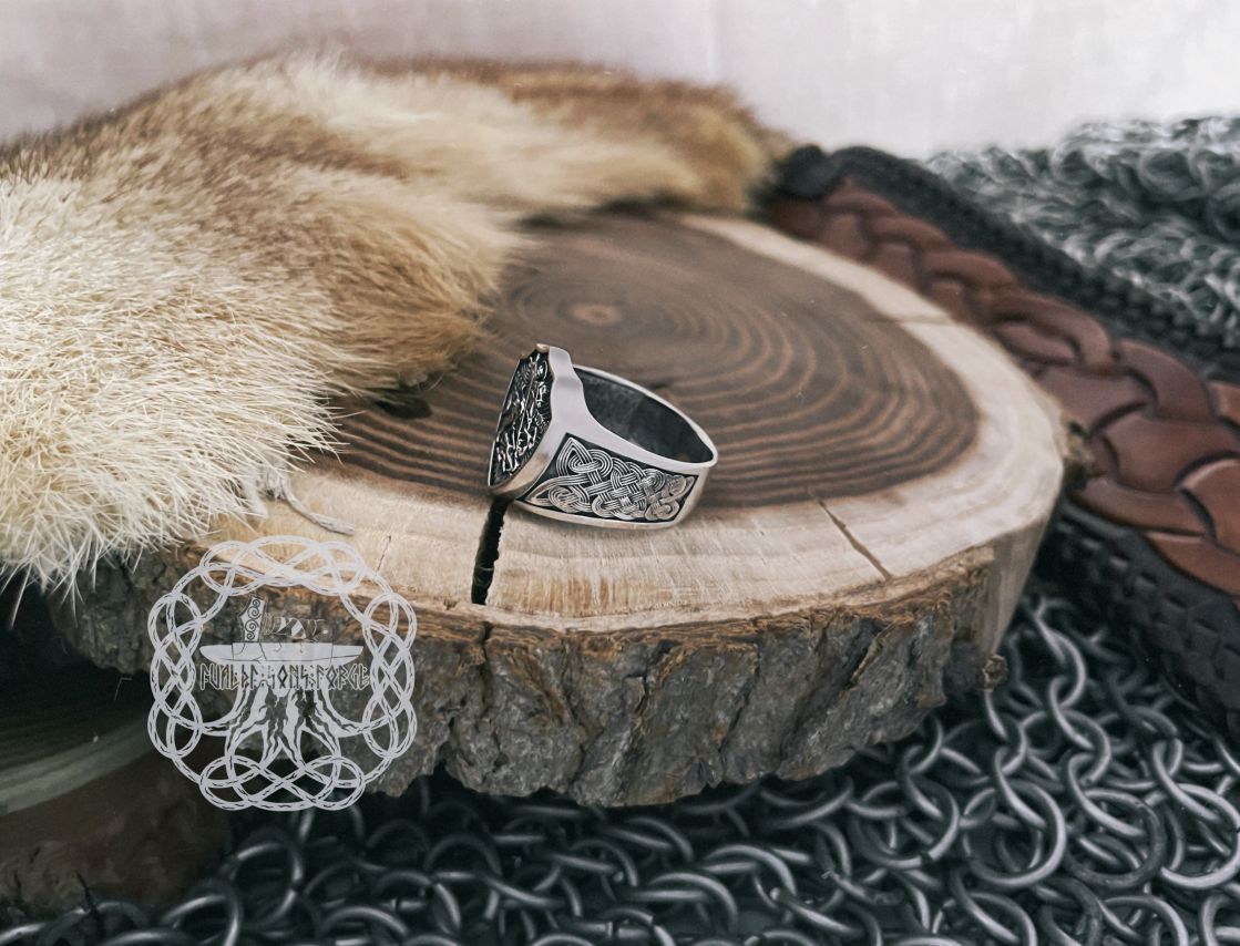 Sterling Silver Slavic Ring. Saint George the Dragon Slayer Design.