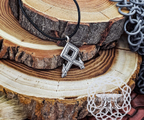 Handmade Sterling Silver Othala Rune Pendant. Viking Wolf Necklace.