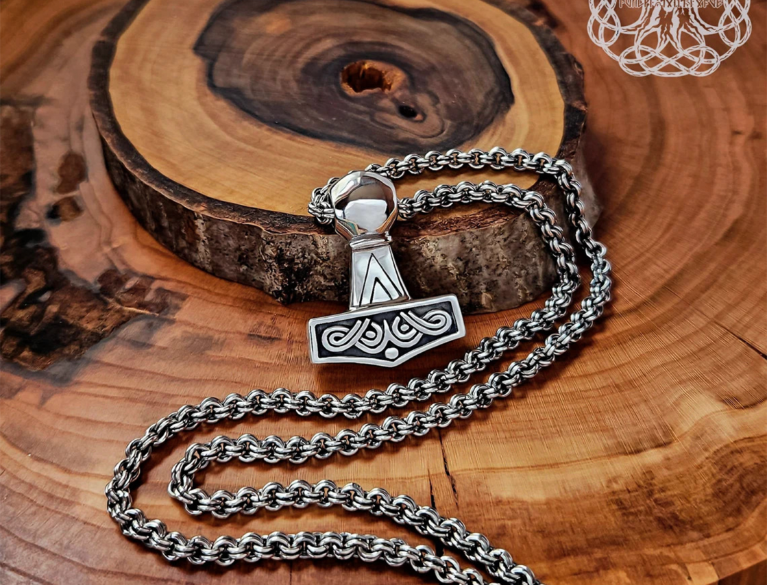Handmade Sterling Silver Viking Chain. Norse Replica Necklace.