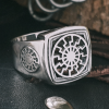 Viking Ring Norse Jewelry Black Sun Ring Sterling Silver Ring Viking Ring Scandinavian Viking Jewelry