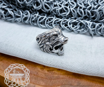 Handmade Viking Wolf Skull Ring. Sterling Silver Ulfhednar Jewelry.