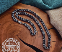 Handmade Black Sterling Silver Viking Chain. Authentic Norse Necklace.