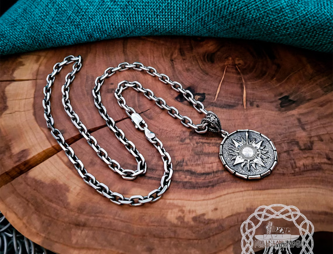 Handmade Sterling Silver Viking Anchor Chain Necklace