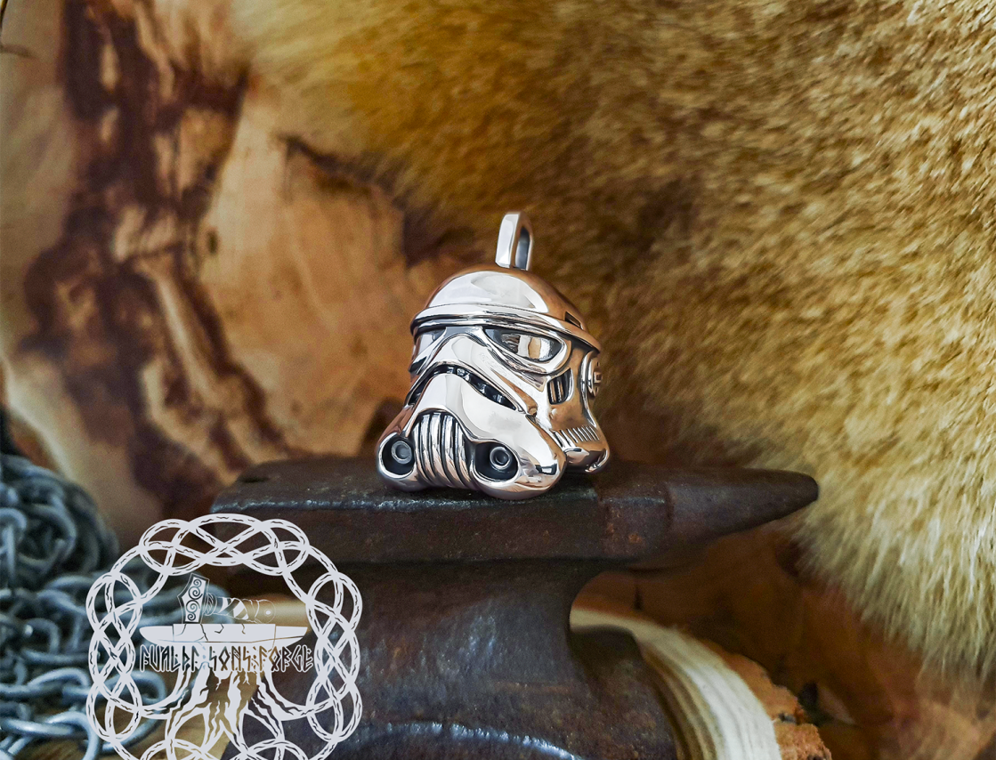 Handmade Sterling Silver Stormtrooper Pendant. Star Wars Necklace.