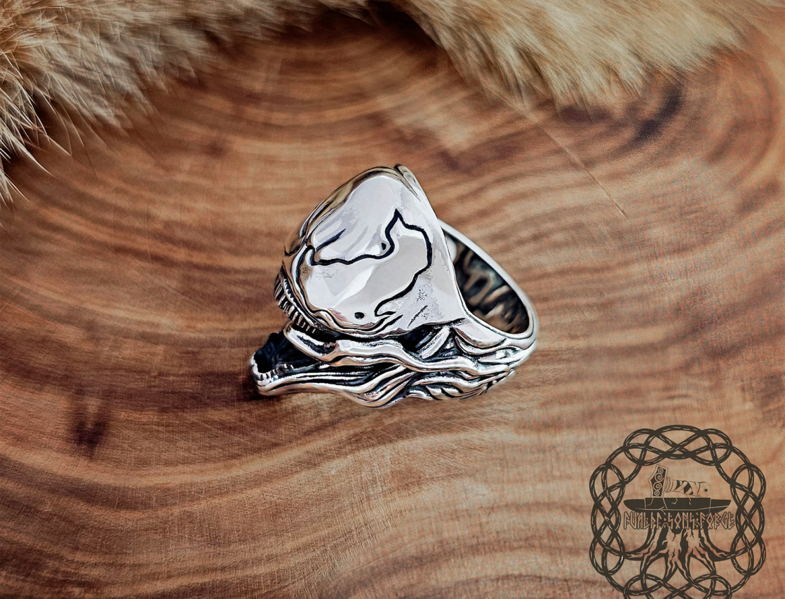 Handmade Sterling Silver Venom Ring. Superhero Cosplay Jewelry.