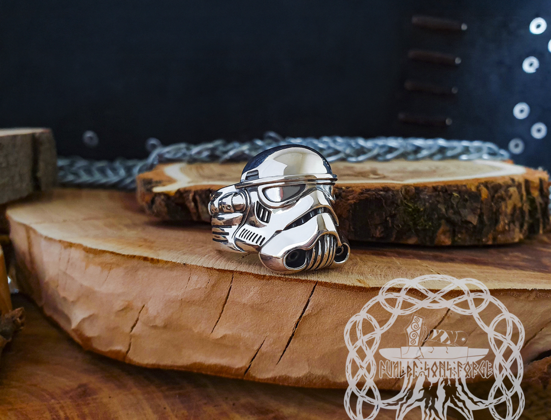 Handmade Sterling Silver Stormtrooper Ring. Star Wars Inspired Jewelry.