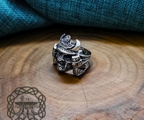 Handmade Sterling Silver Samurai Mask Ring. Artisan Japanese Design.