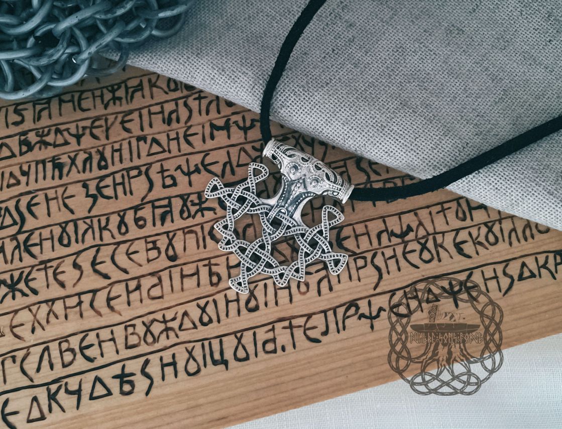 Viking Mjolnir Necklace Replica from Hiddensee. Sterling Silver Thor Hammer Pendant.