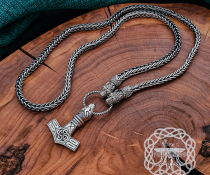 Handmade Thor hammer replica from Circa. Sterling silver Avian head mjolnir pendant. 