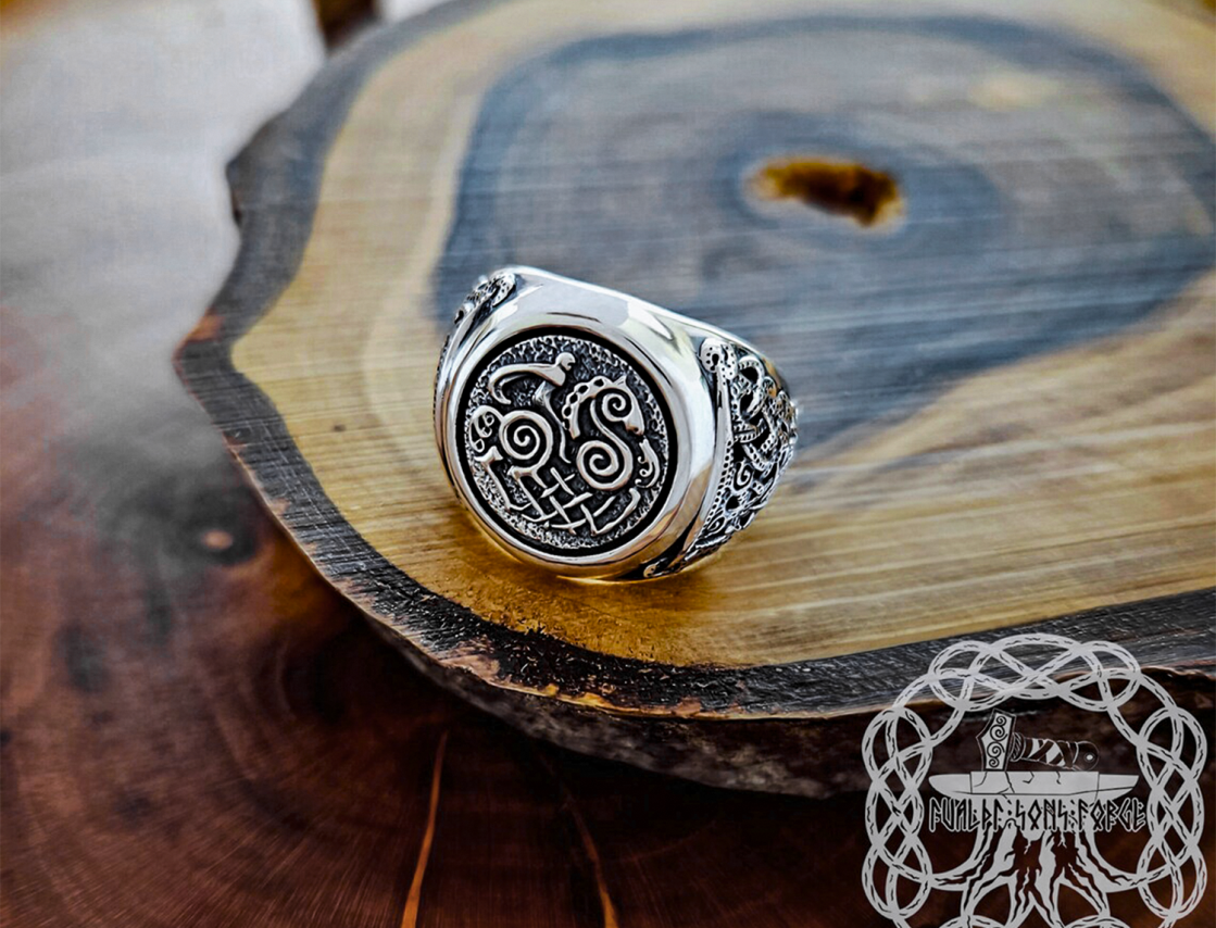 Sterling Silver Sleipnir Ring. Artisan Viking Jewelry.
