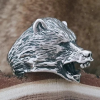 Handmade Sterling Silver Grizzly Bear Ring. Viking Biker Animal Jewelry.