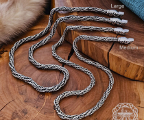 Sterling Silver Wolf Head Viking Gotland Replica Chain