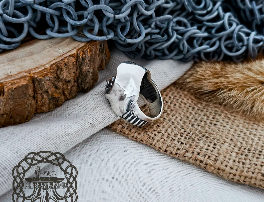 Sterling Silver Salvador Dali Ring. Hooded Design with Bandolier.