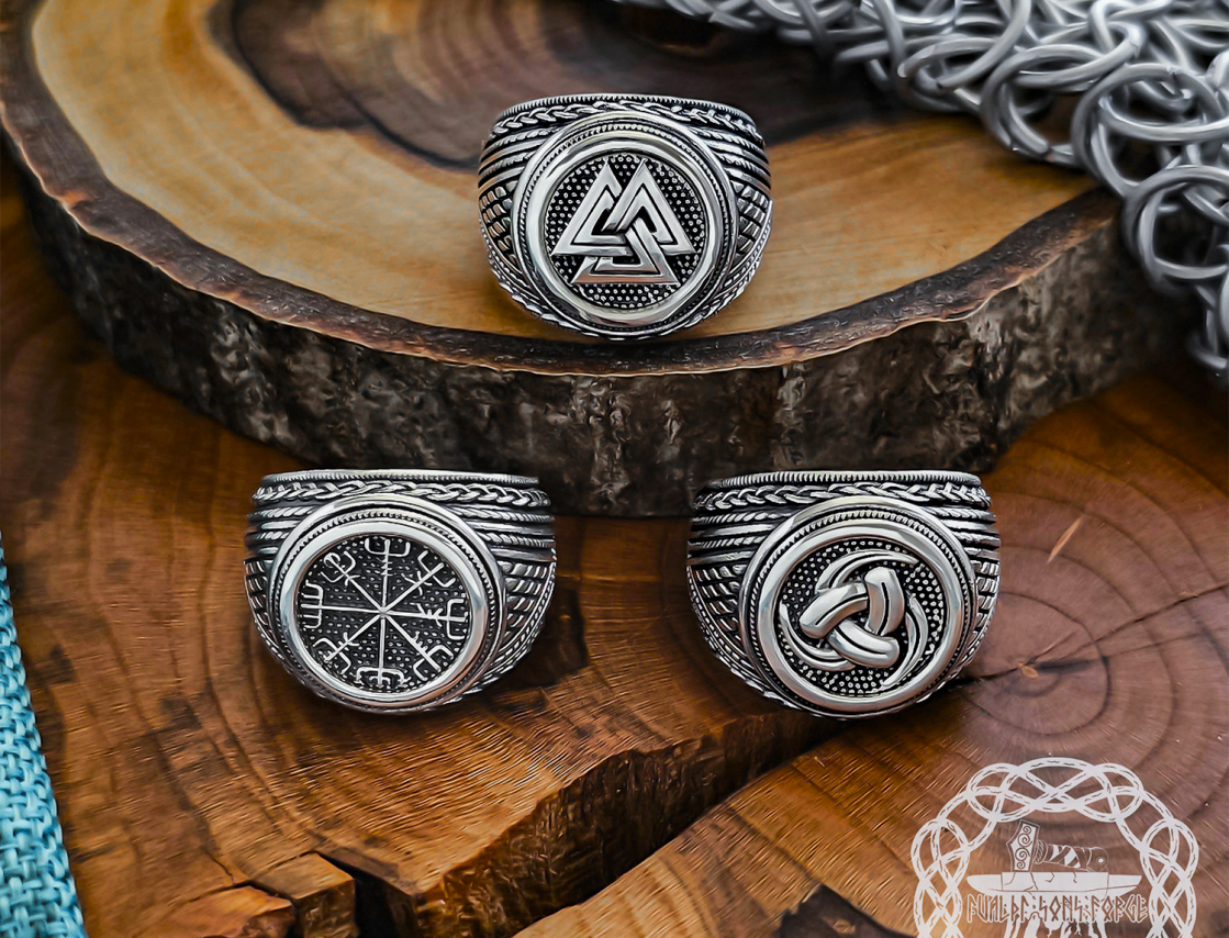 Sterling Silver Valknut Ring. Artisan Handmade Viking Design.