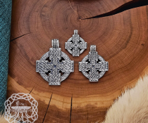 Handmade Sterling Silver Celtic Cross Pendant. Artisan Norse Jewelry.