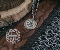 Handmade Sterling Silver Masonic Necklace. Handcrafted Square and Compasses Pendant.