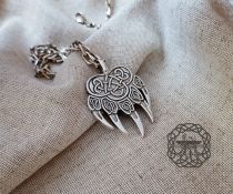 Sterling Silver Bear Paw Pendant. Viking Berserker Necklace.