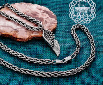 Handmade Sterling Silver Wing Necklace. Eagle Feather Pendant.