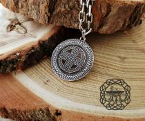 Handmade Sterling Silver Viking Shield Knot Pendant Necklace