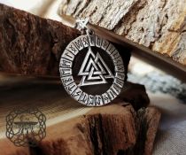 Handmade Sterling Silver Valknut Pendant. Norse Runic Necklace.