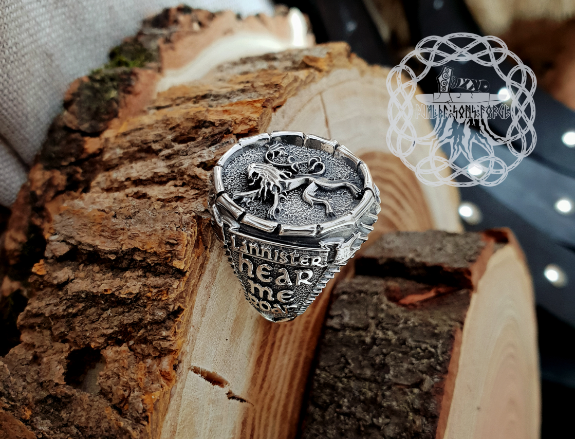 House Lannister Ring, Game of Thrones Ring, Game of Thrones Jewelry, Lion Ring, Sterling Silver Ring, Jaime Lannister, Hear me roar