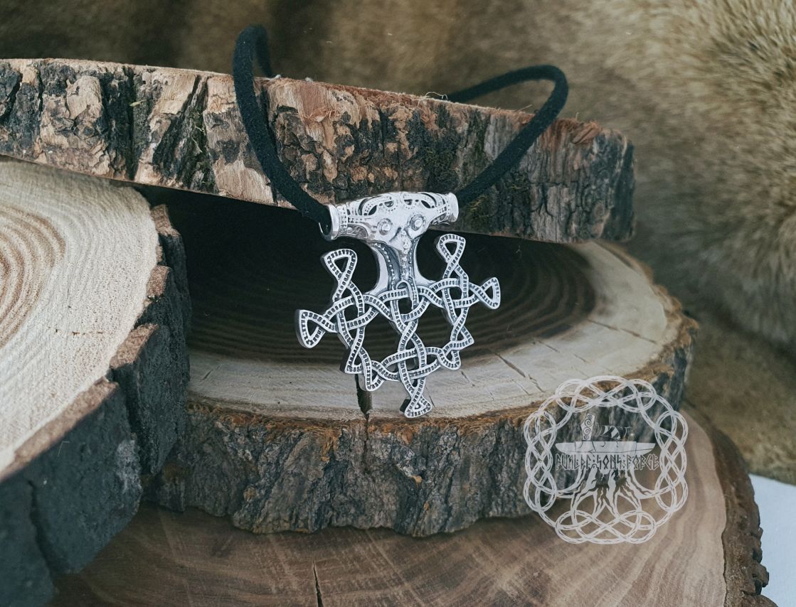 Viking Mjolnir Necklace Replica from Hiddensee. Sterling Silver Thor Hammer Pendant.