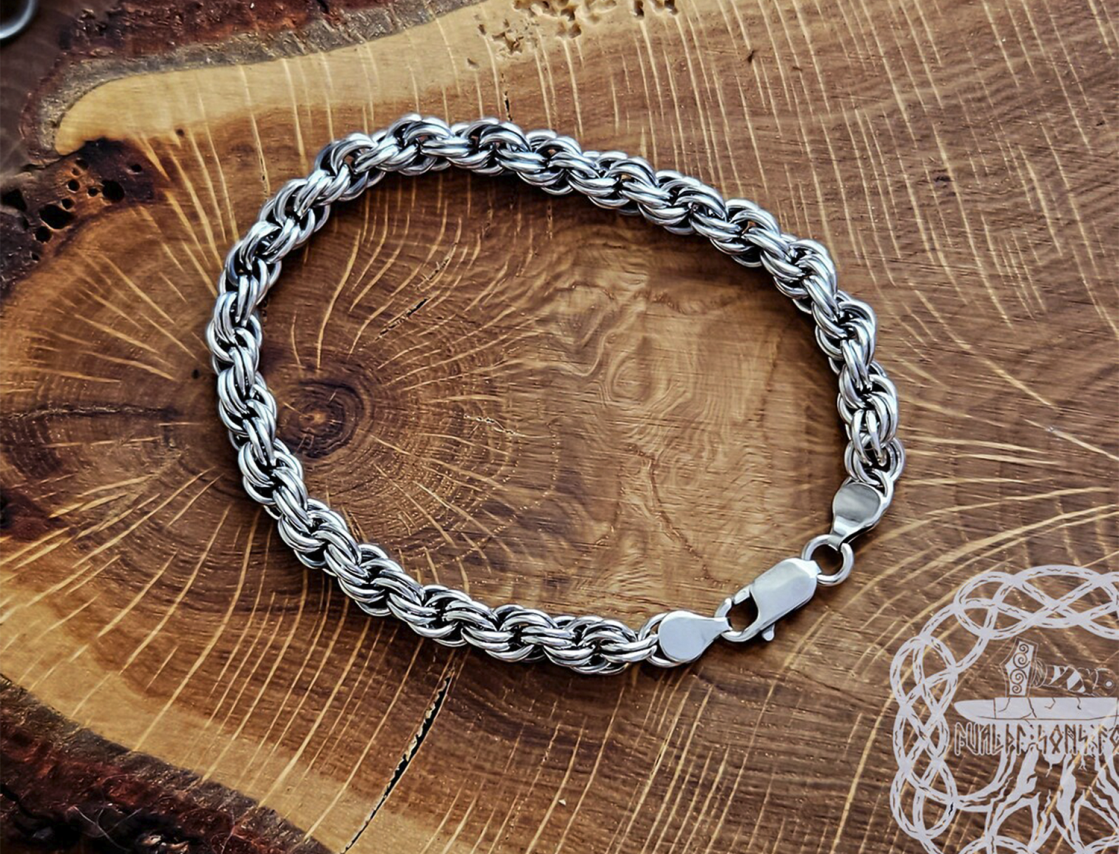 Sterling Silver Norse Bracelet. Handcrafted Viking Jewelry.