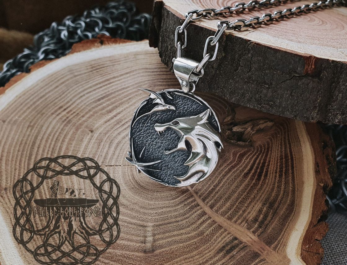 Wolf School Medallion Wolf Pendant Sterling Silver Cosplay Pendant Witcher Wolf School Necklace Witcher Medallion Witcher Pendant