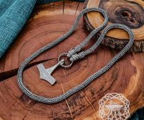 Sterling Silver Wolf Head Viking Chain. Handmade Authentic Jewelry Necklace.