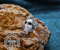 Handcrafted Sterling Silver Skull Ring. Rockabilly Biker Jewelry.